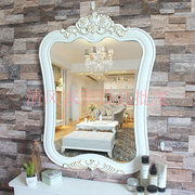 壁挂美容镜欧式白色梳妆镜，浴室镜卧室化妆镜酒店，v镜子婚礼道具