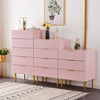 三四五斗柜组合约轻奢卧室客厅粉色靠墙，抽屉边柜收纳储物柜
