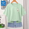 真维斯mofeel绿色t恤女短袖，2024夏季上衣，设计感小众女装夏装
