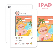 NO.2。卡通可爱猪猪度假原创iPad保护套适用苹果12.9寸Pro110.9.7air5mini610.5笔槽亚克力软硬磁吸旋转
