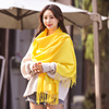 黄色围巾秋冬季女韩版百搭针织学生纯色披肩两用春加厚长款仿羊绒