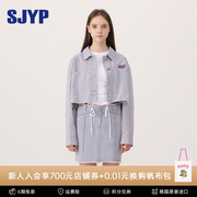 SJYP韩国潮牌牛仔外套女浅紫色夏季短款辣妹上衣潮酷短外套