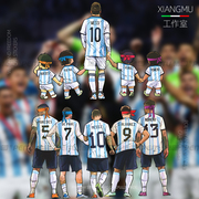 三星阿根廷世界杯车贴帕雷德斯漫画，德保罗梅西球王传承足球装饰贴
