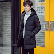 青年男士冬季棉衣外套男修身韩版加厚中长款羽绒，棉袄棉服男潮