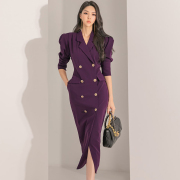 紫色风衣裙子连衣裙，女秋装2023西装裙，通勤包臀显瘦高级感时尚
