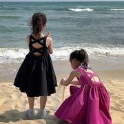 女童沙滩裙露背连衣裙夏装小女孩度假风洋气童装甜美韩版法式