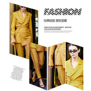 2023春秋女式小西装肯豆Kendall同款街拍好版型休闲黄色西服套装