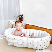 ins韩风便携式婴儿充气游泳池新生儿浴池可折叠宝宝洗澡浴缸道具