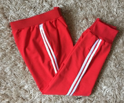 棉质红色二道白杠儿童束腿休闲裤男女童运动裤学生校裤团体裤