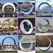 2023来图定制不锈钢发光月亮雕塑定制金属创意编织镂空镜面圆环售