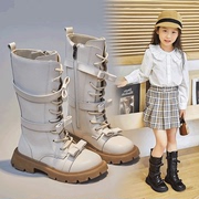 女童靴子高筒单靴2023秋冬季儿童皮鞋英伦骑士马丁靴公主长靴