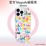 ins彩色英文适用iphone15promax手机壳magsafe磁吸14苹果15女13pro高级感12带镜头膜11透明软硅胶保护套