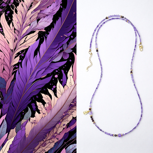 艾米花园Amy's Garden天然紫水晶切面渐变小米珠项链多层叠戴手链