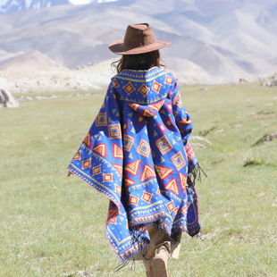 民族风带帽披肩斗篷，丽江新疆西藏大西北旅游穿搭拍照保暖外搭披风