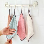可挂式毛巾擦手巾，珊瑚绒小方巾儿童手巾，手帕厨房卫生间抹布吸水
