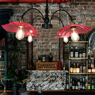 复古美式民国餐厅灯泡吧台客厅咖啡厅怀旧老上海绿色红色玻璃吊灯