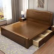 实木床双人床1.8米现代简约1.5米经济型主卧婚床新中式高箱储物床