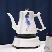 恒越智能全自动上水烧水壶羊脂玉，白瓷电热水壶家用遥控电茶壶陶瓷