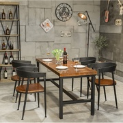 北欧西餐厅吃饭桌子奶茶店洽谈桌椅咖啡厅欧式铁艺实木餐桌椅组合