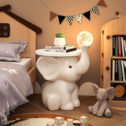 奶油风卡通儿童床头柜现代简约可爱卧室，小型收纳落地灯一体置物架