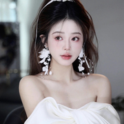 韩式新娘耳环饰品甜美时尚，耳钉结婚礼服白纱，长款耳坠流行耳饰配饰