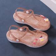 女童水晶果冻凉鞋夏季沙滩洞洞鞋儿童外穿夏款包头女X孩凉拖鞋两
