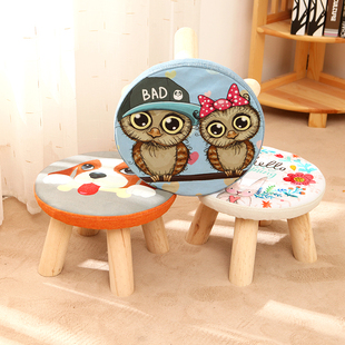 实木小凳子家用儿童卡通可爱板凳椅子客厅茶几凳换鞋凳创意圆矮凳