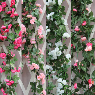 仿真大玫瑰装饰花藤条串壁挂蔓藤假绿塑料植物大型花草卉园艺吊顶