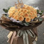 99朵香槟玫瑰花束长春鲜花速递配送实体鲜花店节日，生日祝福送花