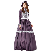 暗紫色欧洲复古宫廷装贵妇装农场装化妆舞会派对公主长裙礼服