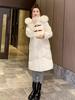 冬季中长款显瘦白色棉服女2023设计感小众时尚大毛领棉衣外套