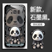 适用三星S8手机壳SM-G9500熊猫手机套galaxy的保护套防摔软壳硅胶玻璃男女款网红可爱情侣卡通超薄全包个