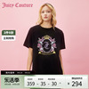 Juicy Couture橘滋2024月影花香重工彩钻印花天鹅绒女式T恤