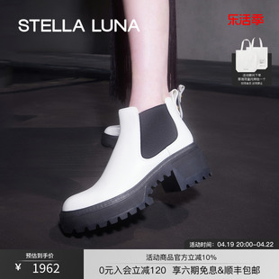 STELLA LUNA女鞋秋冬牛皮小金球粗跟经典踝靴厚底短靴女