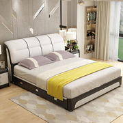 皮床榻榻米床现代简约小户型双人床，1.8米主卧气压高箱储物软体床