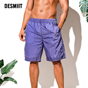 desmiit男士可下水沙滩裤透气宽松5分短裤纯色度假休闲裤速干泳裤