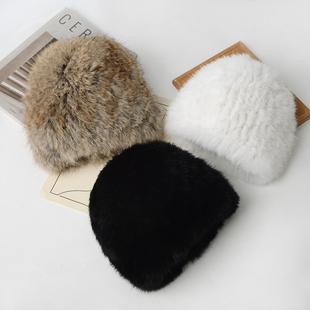 獭兔毛帽子女冬季可爱加厚保暖时尚，百搭护耳朵防寒毛绒，包头帽(包头帽)皮草