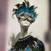 威尼斯重工闪耀万圣节化妆舞会派对女COS羽毛面具儿童汉服模型