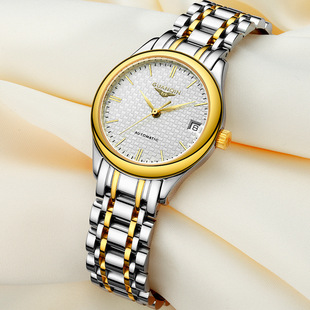 镶钻钢带手表品牌机械瑞士女士精钢商务皮带男士日历国产腕表