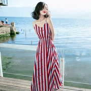 韩系小个子裙子女吊带雪纺连衣裙长裙超仙三亚海边度假沙滩裙