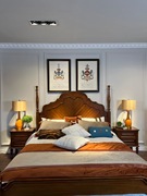 db582美式实木床，复古美式古典床全实木胡桃色，白色1.8米床定制漆面