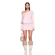 澳洲设计师品牌i.am.gia2024早春嫩粉色针织露肩连衣裙