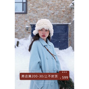 美丽的皇帝  日剧初恋蓝 长毛呢子大衣女高级感长款外套冬季
