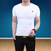夏季男士短袖t恤男装圆领韩版黑白纯色紧身T打底衫健身青年潮