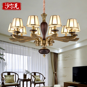 新中式客厅吊灯中式铜灯餐厅全铜灯古典实木灯书房灯别墅复式灯具