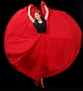 720度超大摆裙大红色雪纺半身长裙女新疆舞舞蹈裙跳舞半截裙子