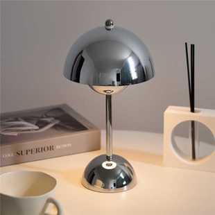 花苞台灯床头灯小夜灯充电装饰书房卧室书桌，阅读氛围感北欧蘑菇灯