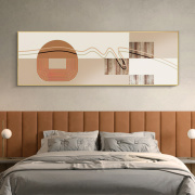 卧室床头挂画现代轻奢装饰画横幅抽象线条几何壁画客厅背景墙