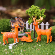 创意苔藓微景观小鹿，一家梅花鹿公仔多肉植物，花盆盆景装饰品小摆件