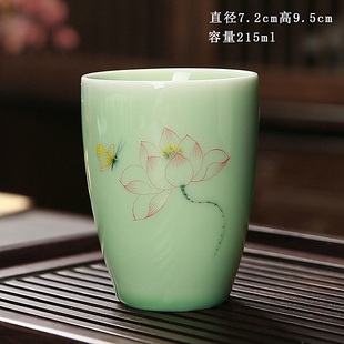 青瓷大茶杯个人杯大容量，水杯陶瓷茶杯，简约办公家用个人喝水杯